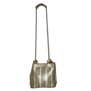 Vintage Tianni Gold Metallic Striped Crossbody‎ Bag Shoulder Bag